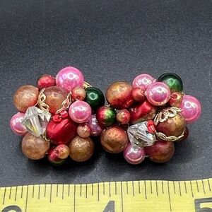 Vintage 1950’s Japan Cluster Bead Earrings
